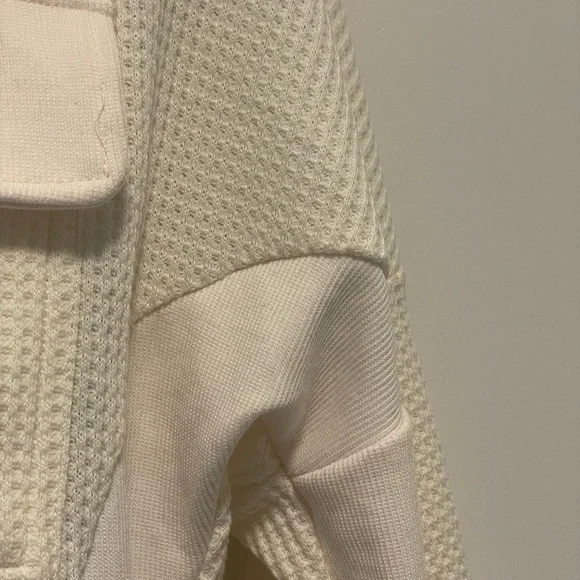 Cream Button Down Waffle Knit jacket - Picture 4 of 8